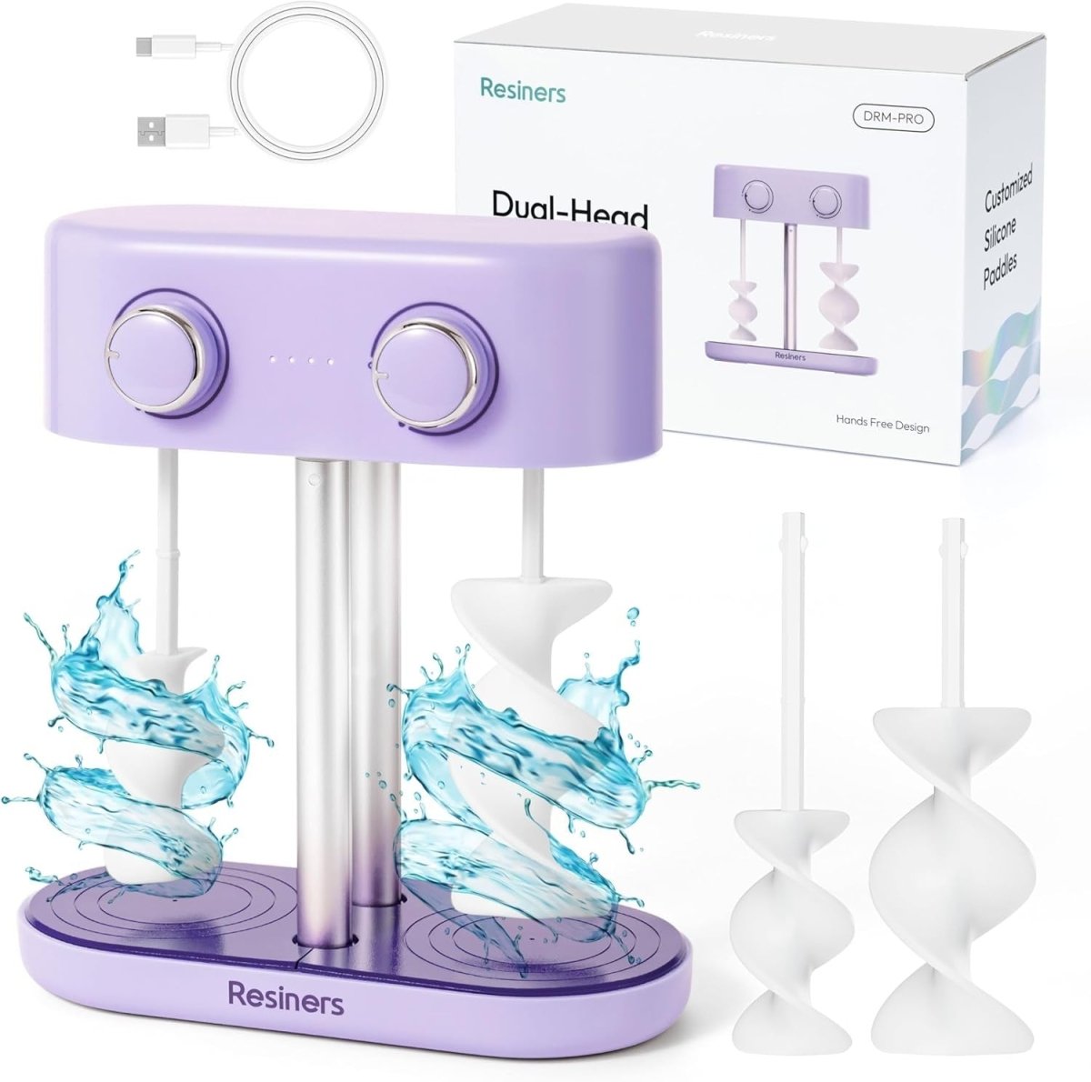 Dual Head Resin Mixer Electric Epoxy Silicone Paint Stirrer Bubble Free - Kwikley