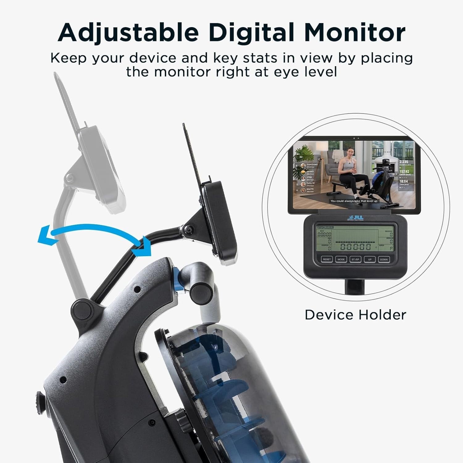 Dual - Mode Water Magnetic Rowing Machine 16 - Level Resistance Bluetooth LCD 150KG - Kwikley