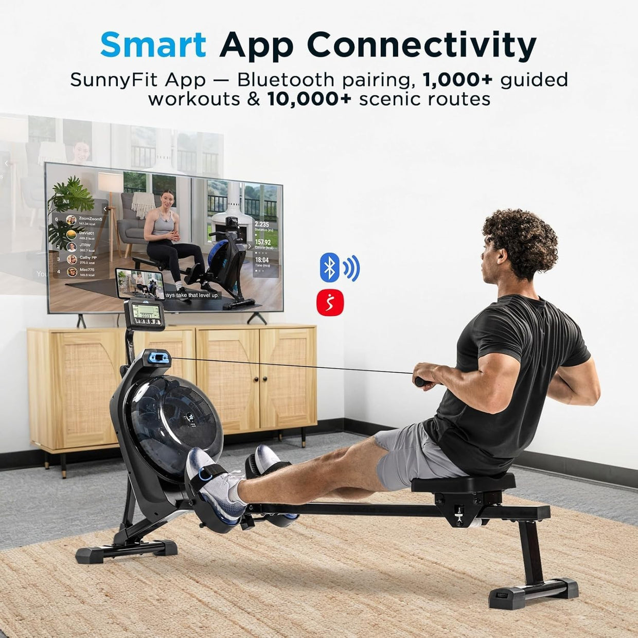 Dual - Mode Water Magnetic Rowing Machine 16 - Level Resistance Bluetooth LCD 150KG - Kwikley