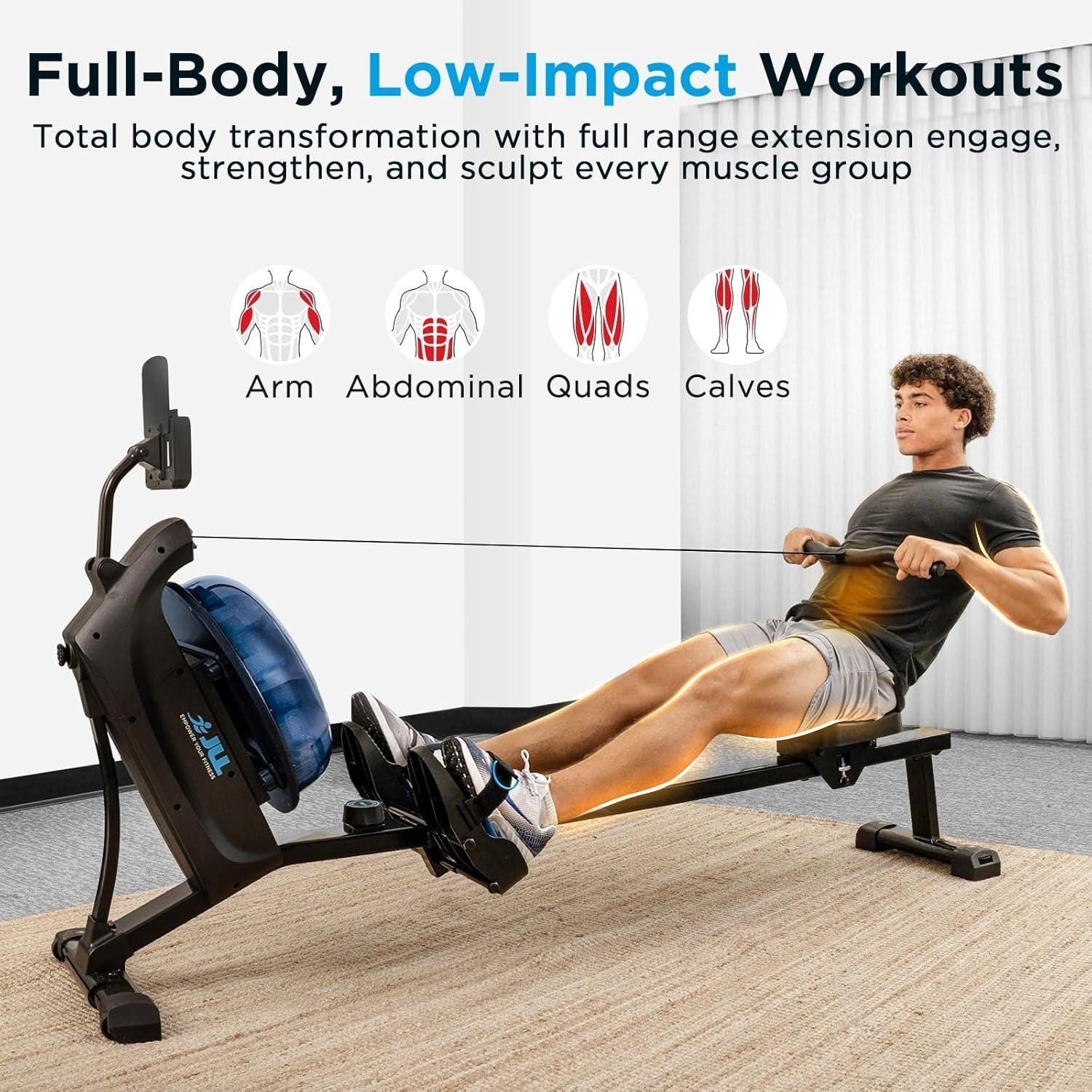 Dual - Mode Water Magnetic Rowing Machine 16 - Level Resistance Bluetooth LCD 150KG - Kwikley