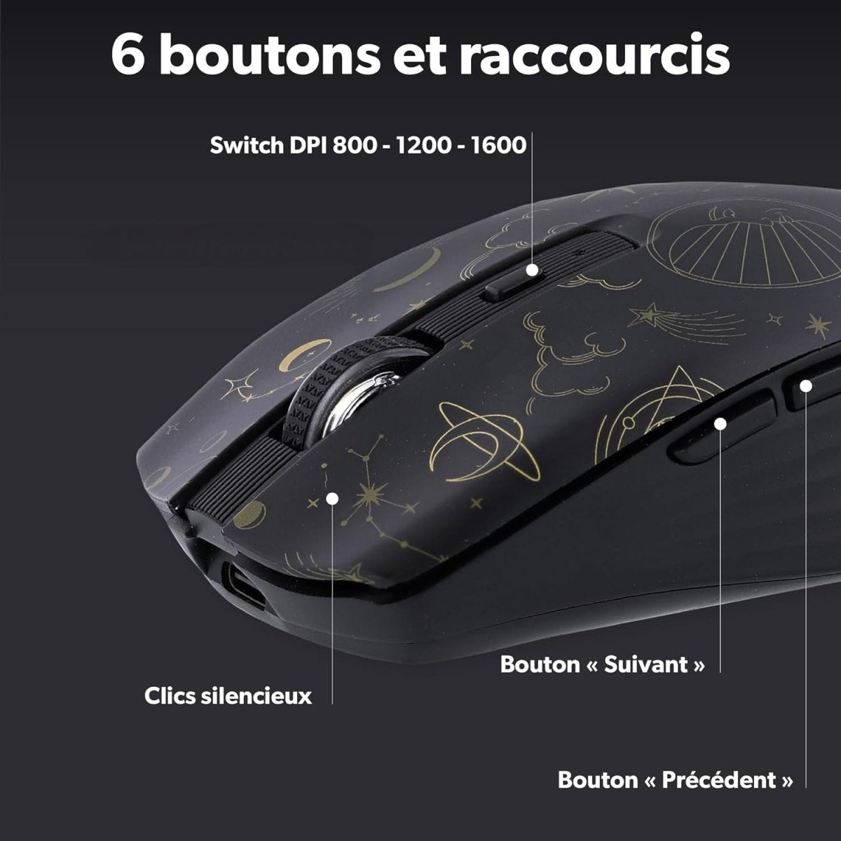 Dual Mode Wireless Mouse 1600 DPI Rechargeable 6 Buttons - Kwikley