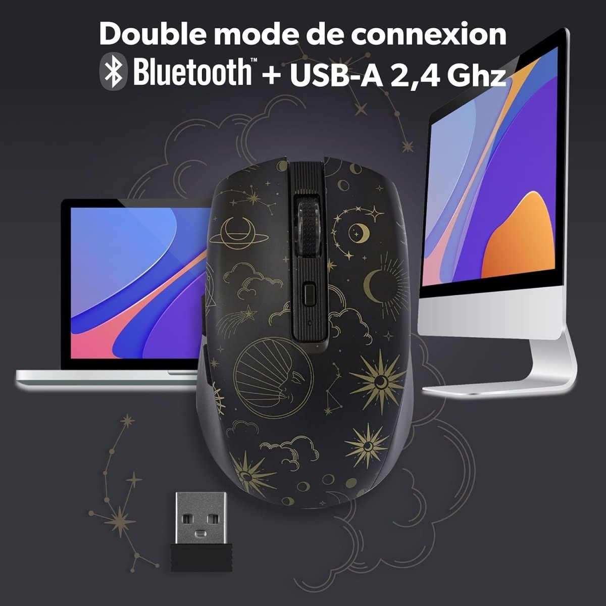 Dual Mode Wireless Mouse 1600 DPI Rechargeable 6 Buttons - Kwikley