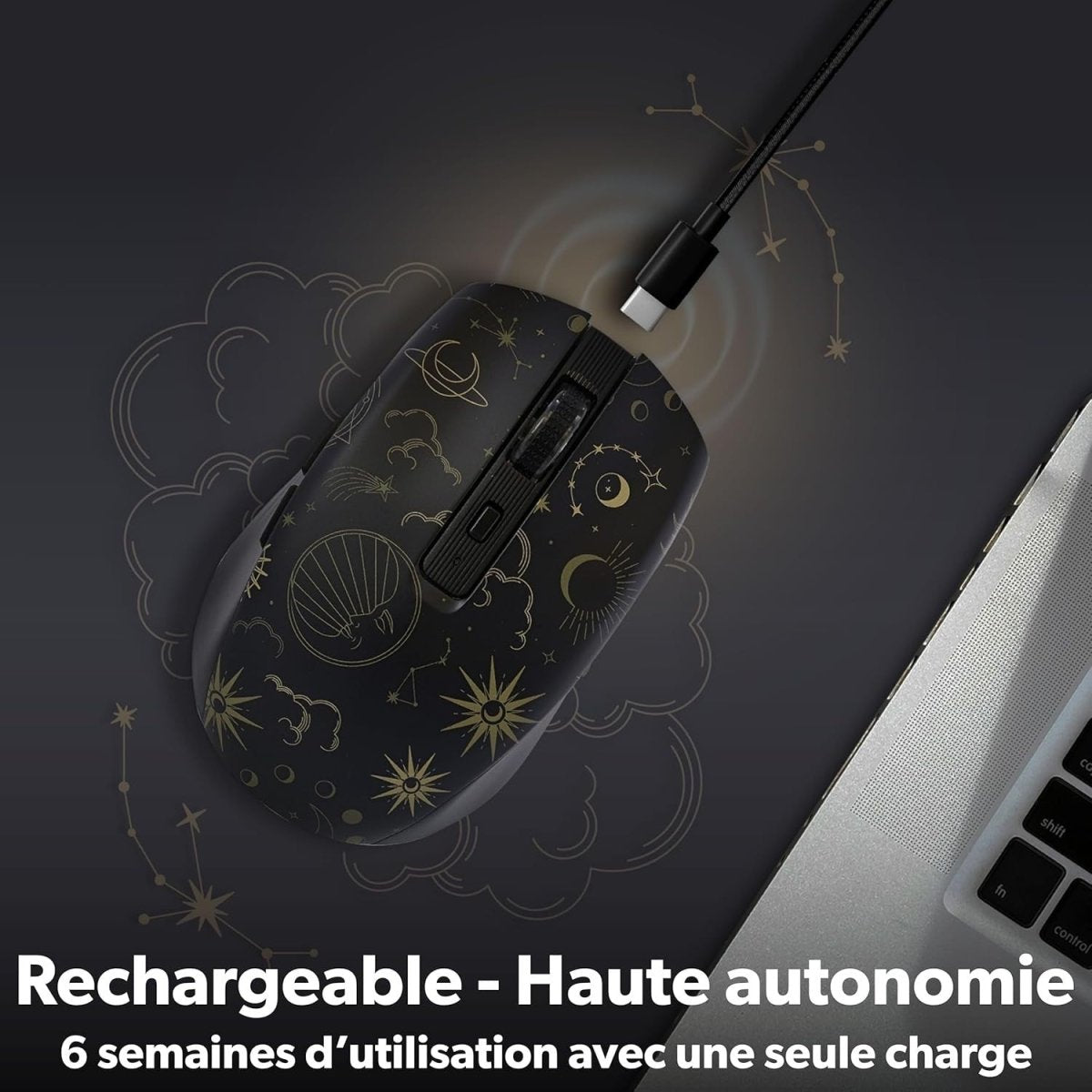 Dual Mode Wireless Mouse 1600 DPI Rechargeable 6 Buttons - Kwikley