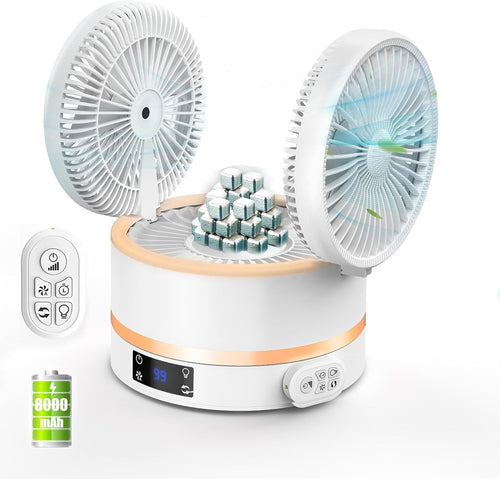 Dual - Sided Rechargeable Fan – Quiet 3 - Speed USB Table Fan w/ Remote & Timer - Kwikley