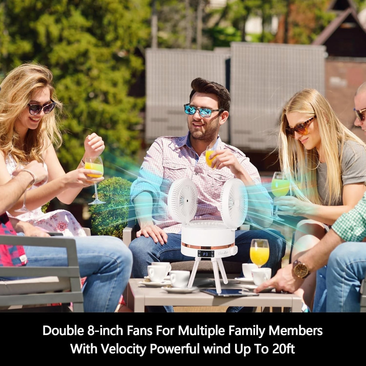 Dual - Sided Rechargeable Fan – Quiet 3 - Speed USB Table Fan w/ Remote & Timer - Kwikley