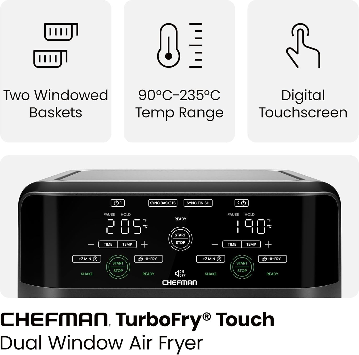 Dual Zone 5.6L Air Fryer | Sync Finish | 2 Viewing Windows | Healthy Low - Oil - Kwikley
