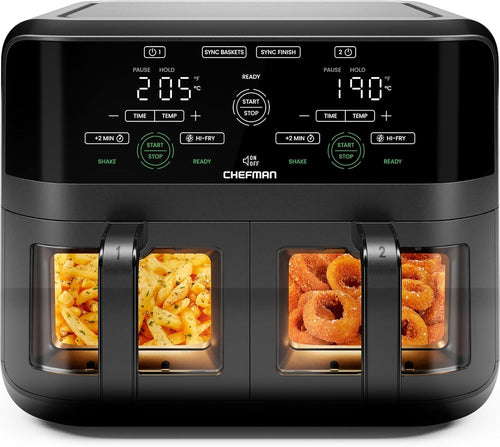 Dual Zone 5.6L Air Fryer | Sync Finish | 2 Viewing Windows | Healthy Low - Oil - Kwikley