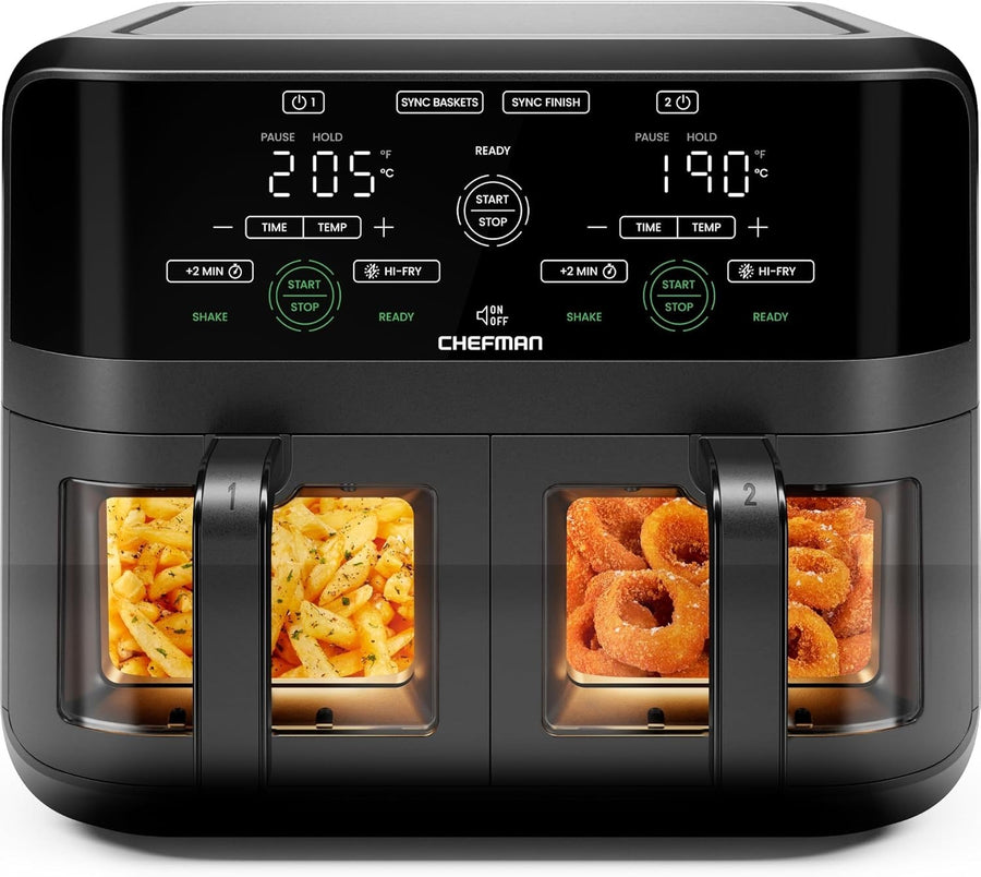 Dual Zone 5.6L Air Fryer | Sync Finish | 2 Viewing Windows | Healthy Low - Oil - Kwikley