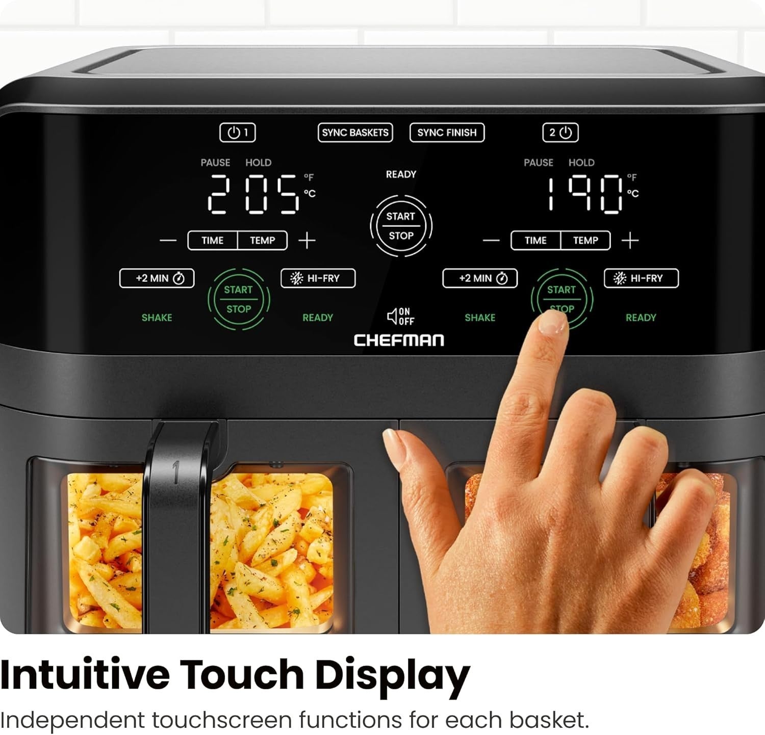 Dual Zone 5.6L Air Fryer | Sync Finish | 2 Viewing Windows | Healthy Low - Oil - Kwikley