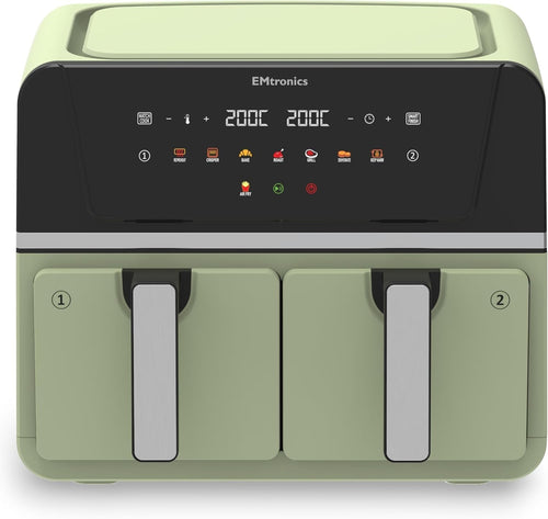 Dual Zone 9L Air Fryer 2400W Family Size | Smart Finish | Healthy Cooking Green - Kwikley