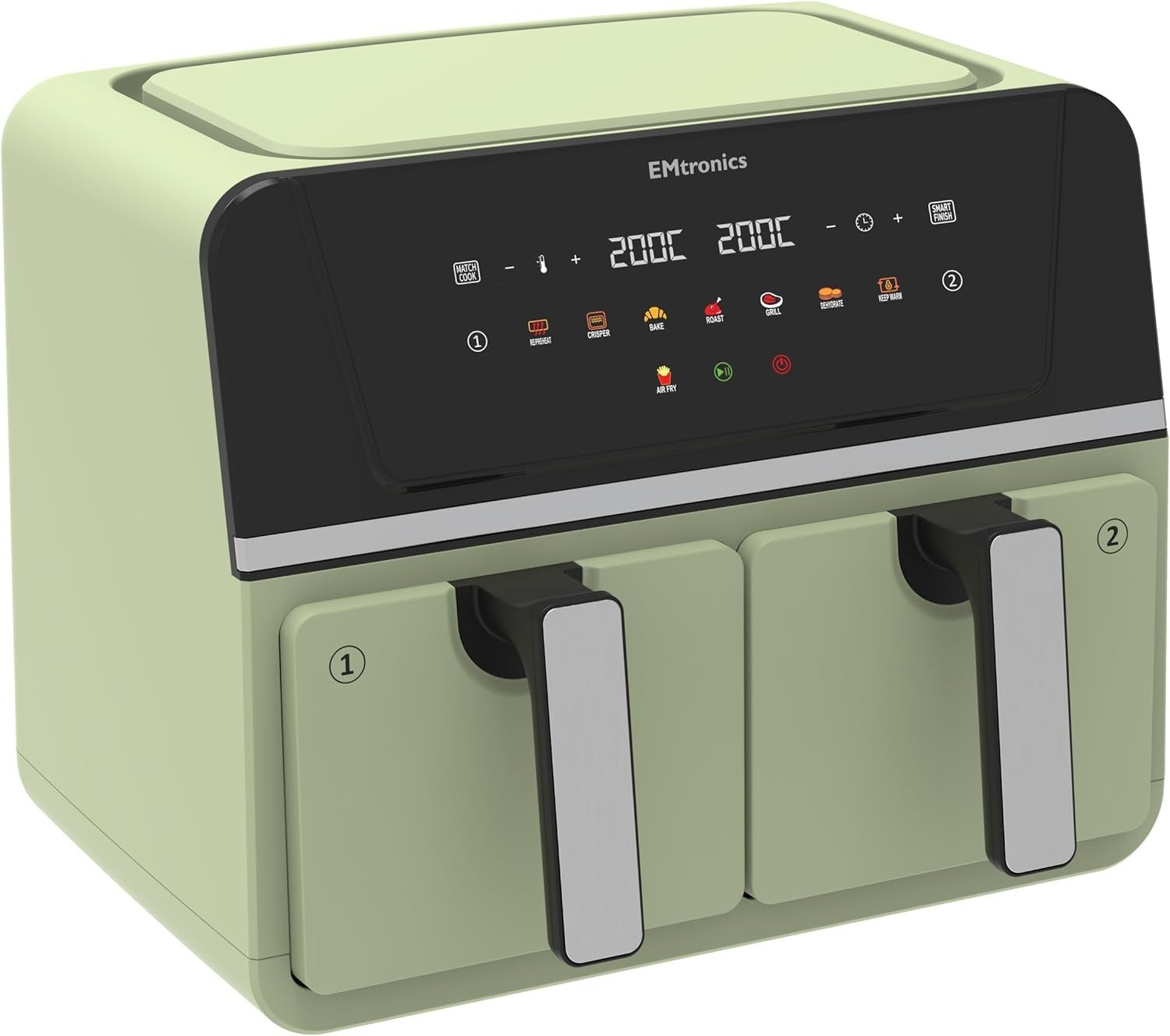 Dual Zone 9L Air Fryer 2400W Family Size | Smart Finish | Healthy Cooking Green - Kwikley