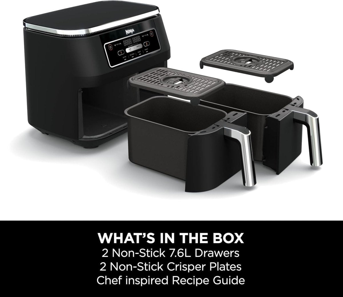 Dual Zone Air Fryer 7.6L No Oil Digital 4 - in - 1 Family Size - Kwikley
