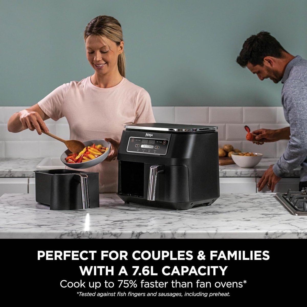 Dual Zone Air Fryer 7.6L No Oil Digital 4 - in - 1 Family Size - Kwikley