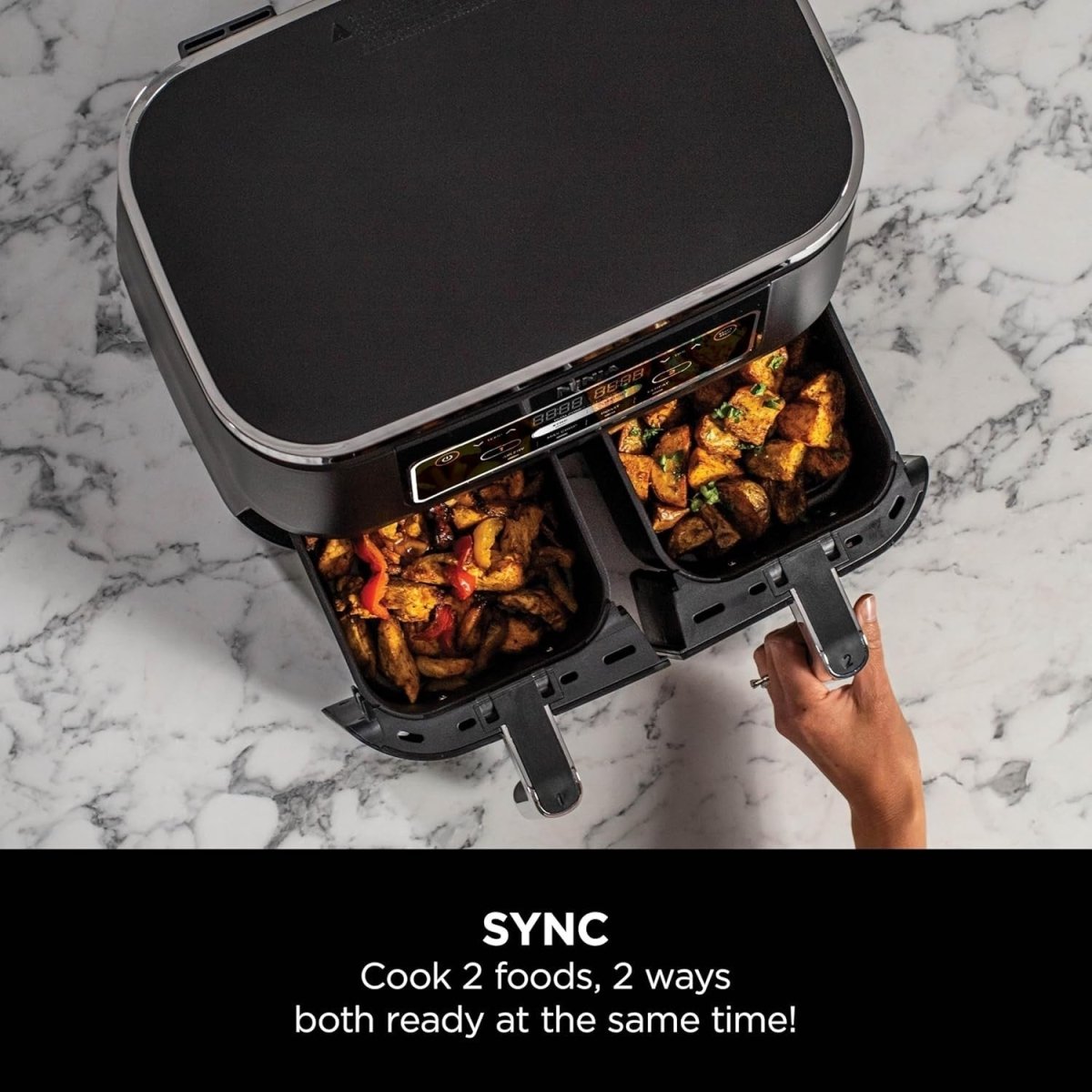 Dual Zone Air Fryer 7.6L No Oil Digital 4 - in - 1 Family Size - Kwikley