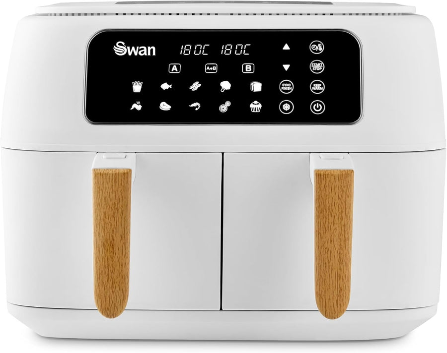 Dual Zone Air Fryer 8L | 13 Presets Fast Healthy Cooking Cyclone Tech White - Kwikley
