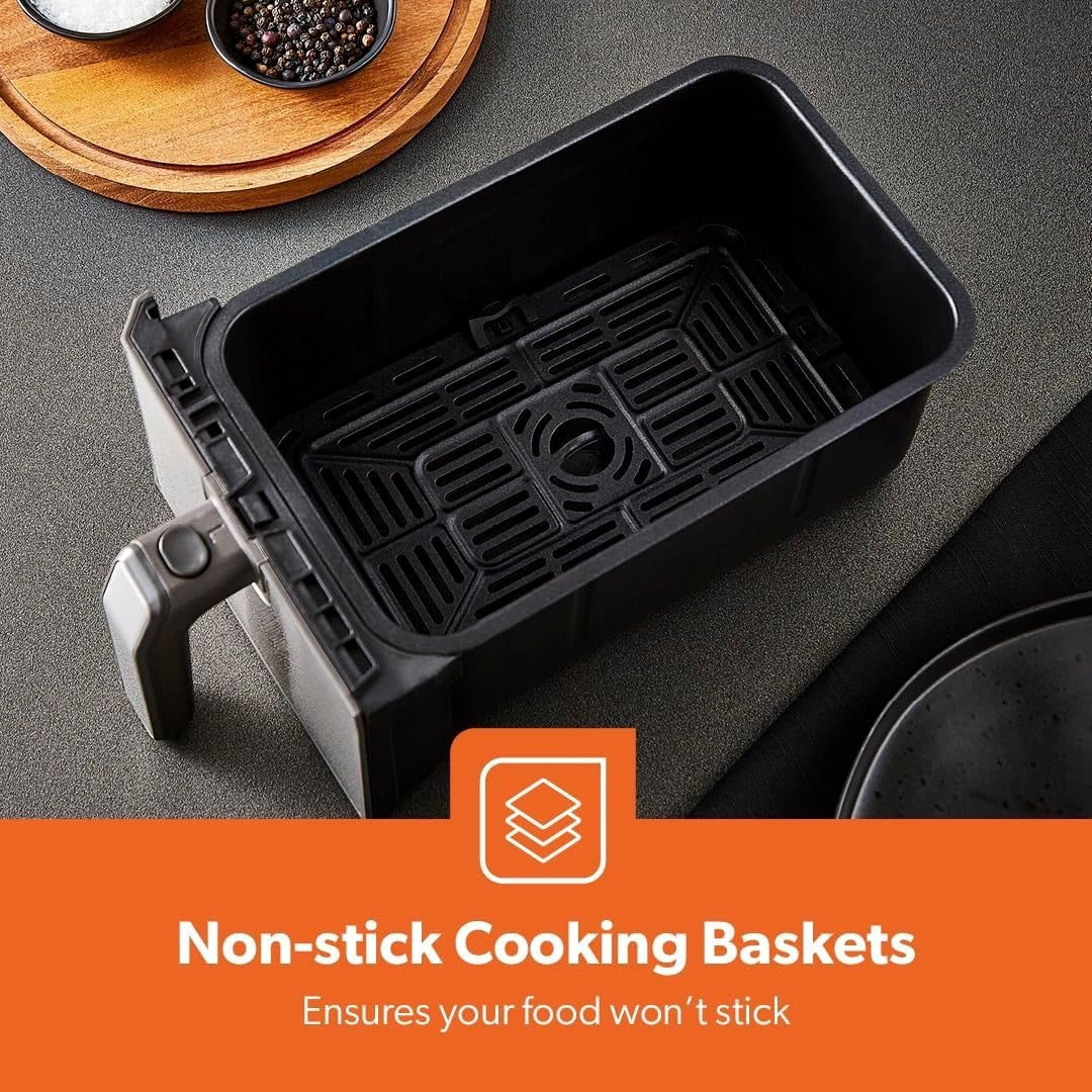 Dual Zone Air Fryer 8L | 2 Drawers Touch Screen 8 Presets Fast Healthy Cooking - Kwikley