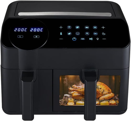 Dual Zone Air Fryer 9.5L | 2 Drawers, Visual Window, 8 - in - 1, RapidAir, 2400W - Kwikley