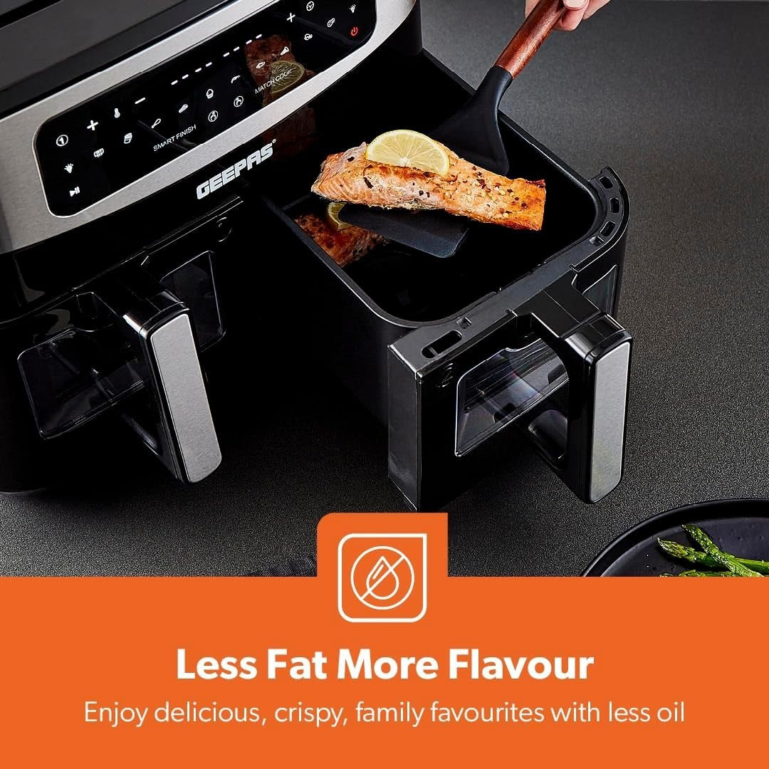 Dual Zone Air Fryer 9L + 10L Drawer | 10 - in - 1 Touch Screen Fast Cooking - Kwikley