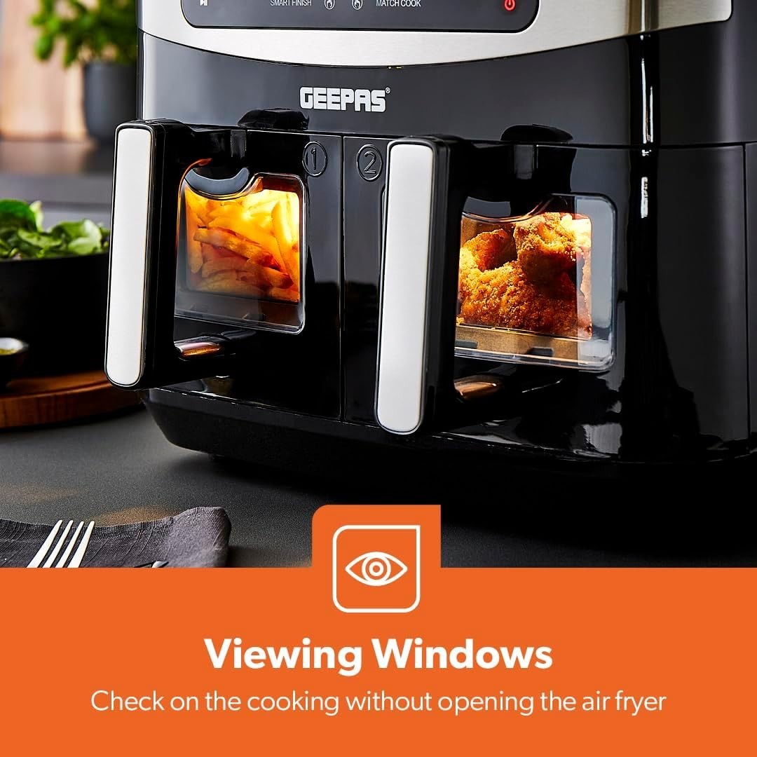 Dual Zone Air Fryer 9L + 10L Drawer | 10 - in - 1 Touch Screen Fast Cooking - Kwikley