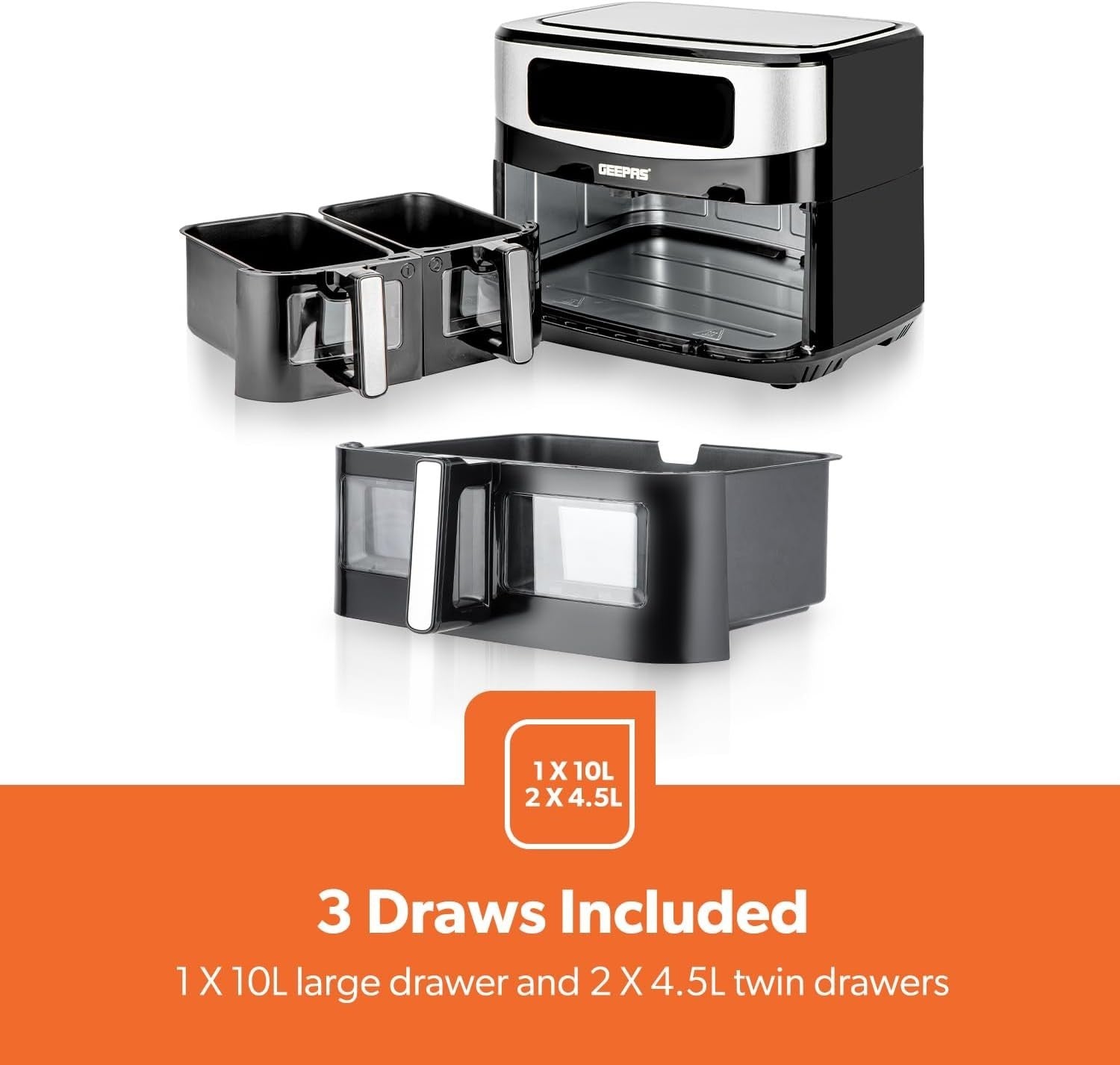 Dual Zone Air Fryer 9L + 10L Drawer | 10 - in - 1 Touch Screen Fast Cooking - Kwikley