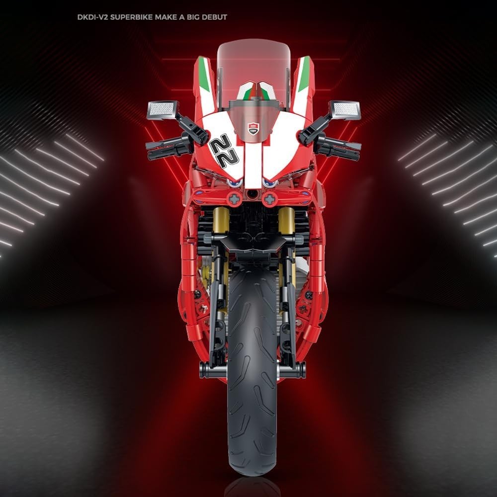 Ducati V2 Technic Motorcycle Model Kit 626Pcs Motorbike Gift Display - Kwikley