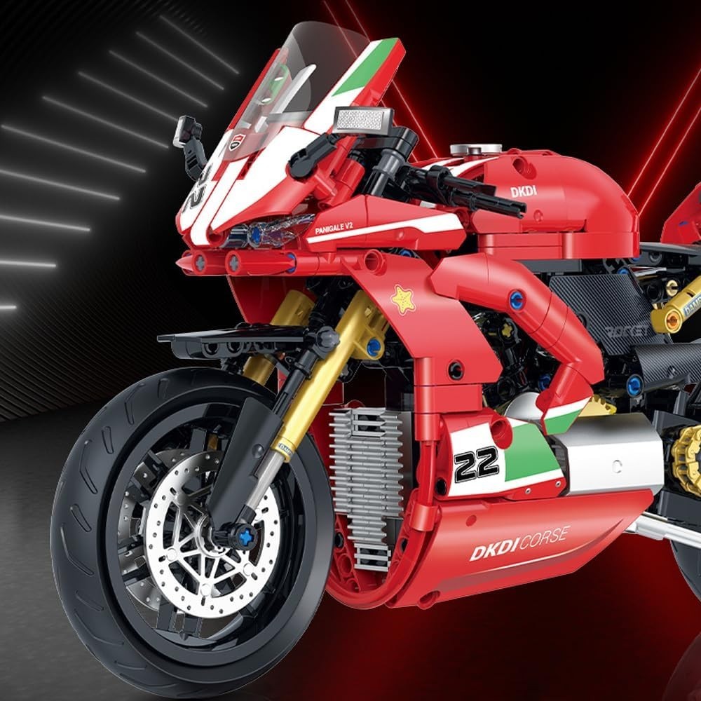 Ducati V2 Technic Motorcycle Model Kit 626Pcs Motorbike Gift Display - Kwikley