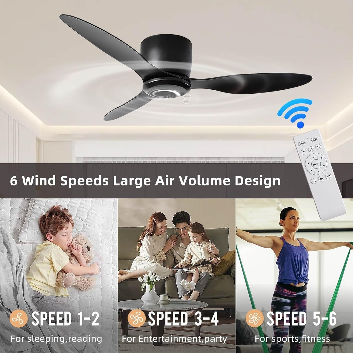 Duclsaty 42" Ceiling Fan with Remote, 6 - Speed, Reversible DC Motor, Quiet - Kwikley