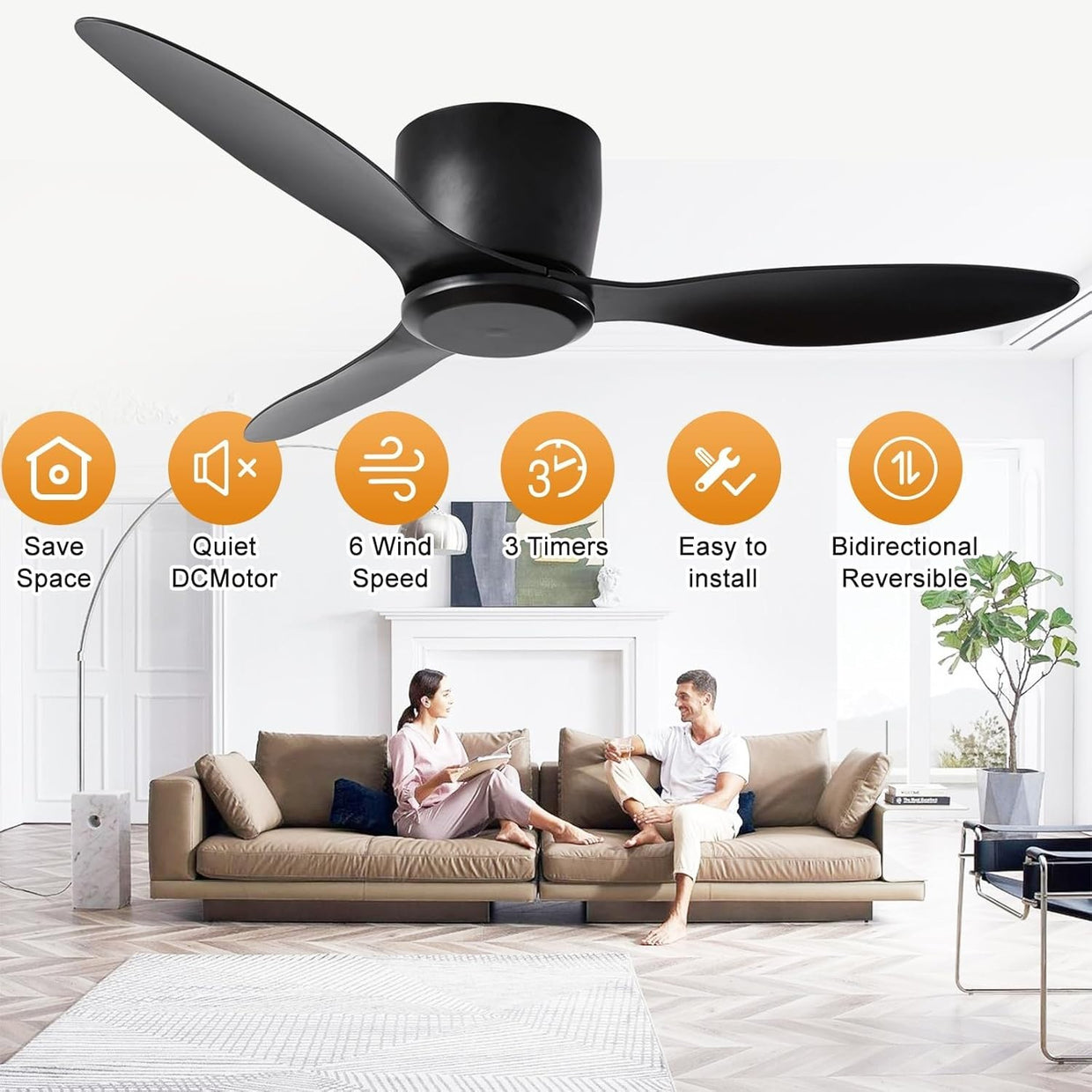 Duclsaty 42" Ceiling Fan with Remote, 6 - Speed, Reversible DC Motor, Quiet - Kwikley