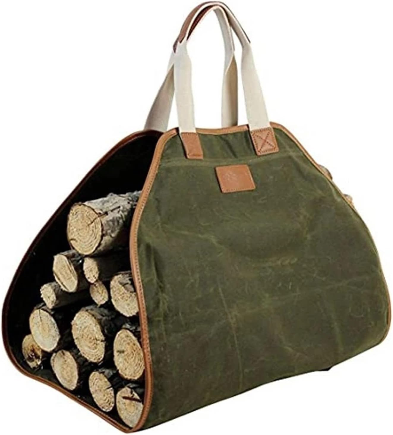 Durable Canvas Firewood Basket Tote with Handles – Spacious, Foldable, Waterproo - Kwikley