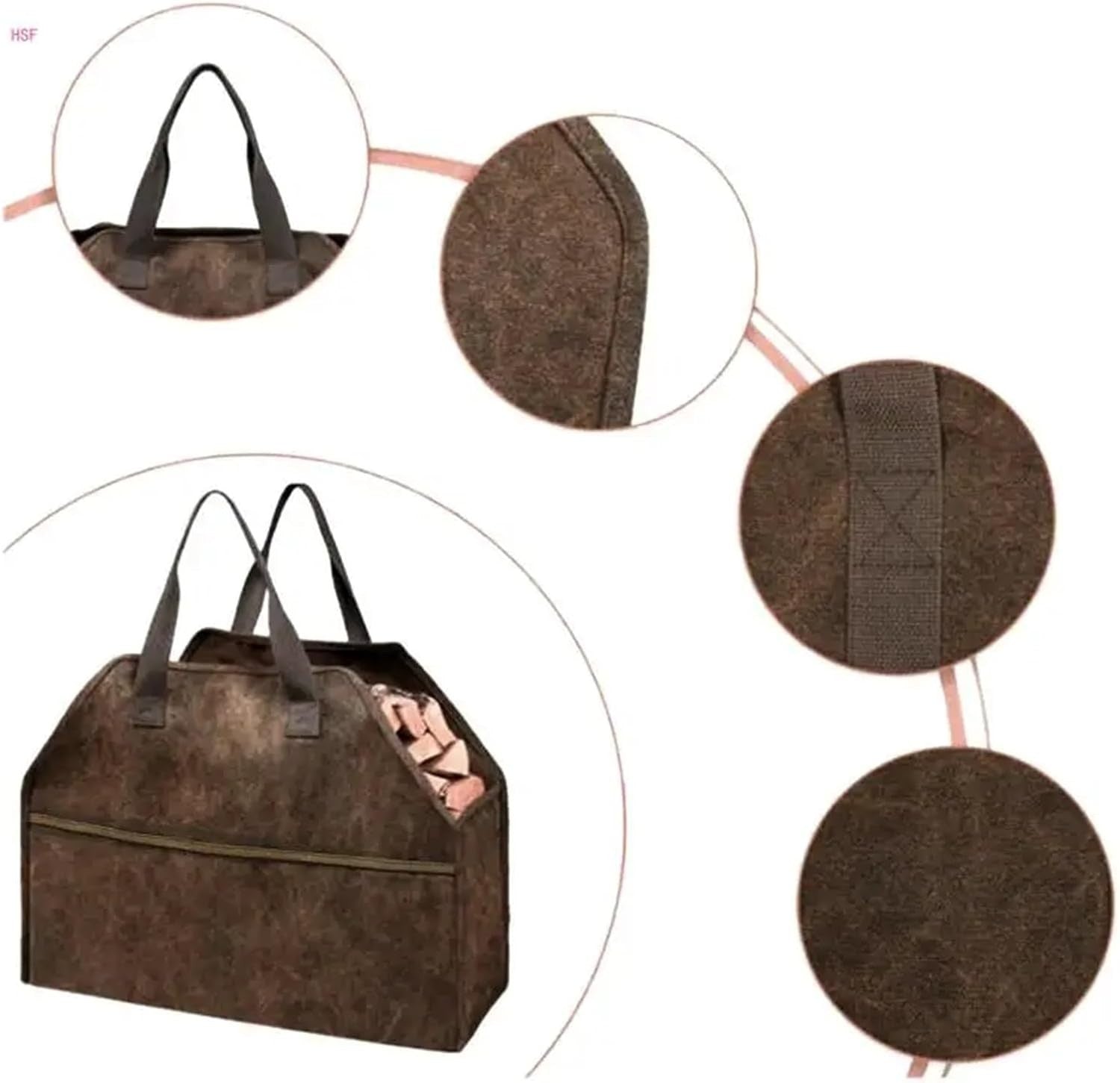 Durable Canvas Log Basket Firewood Tote with Shoulder Strap, Outdoor & Indoor Us - Kwikley