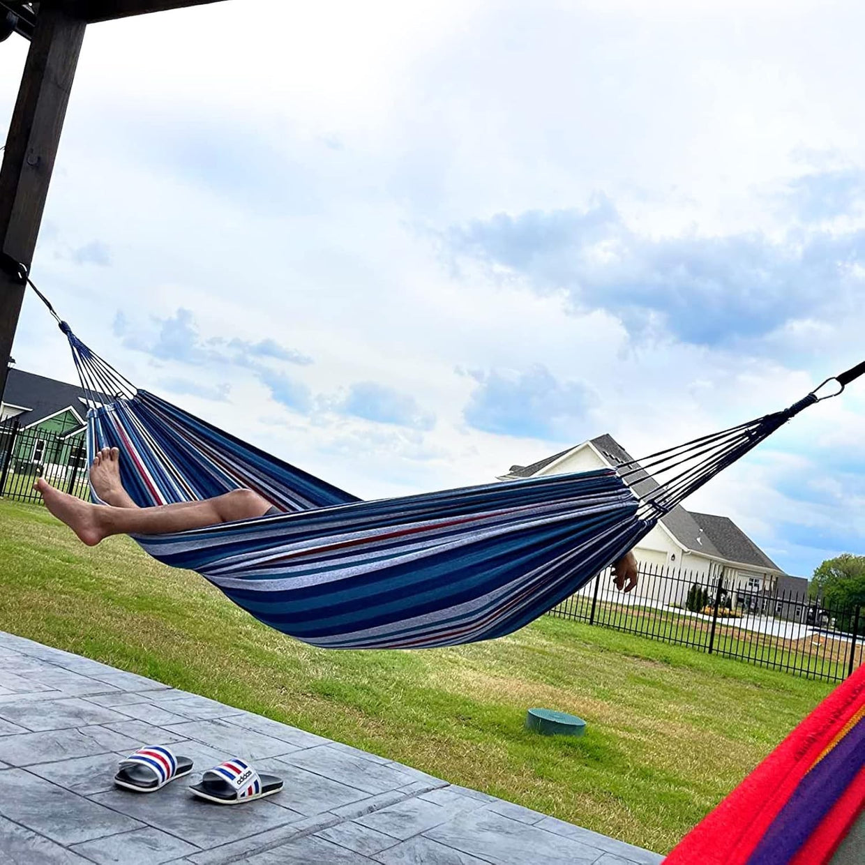 Durable Cotton Camping Hammock with Tree Straps & Travel Bag, 200kg Load - Kwikley