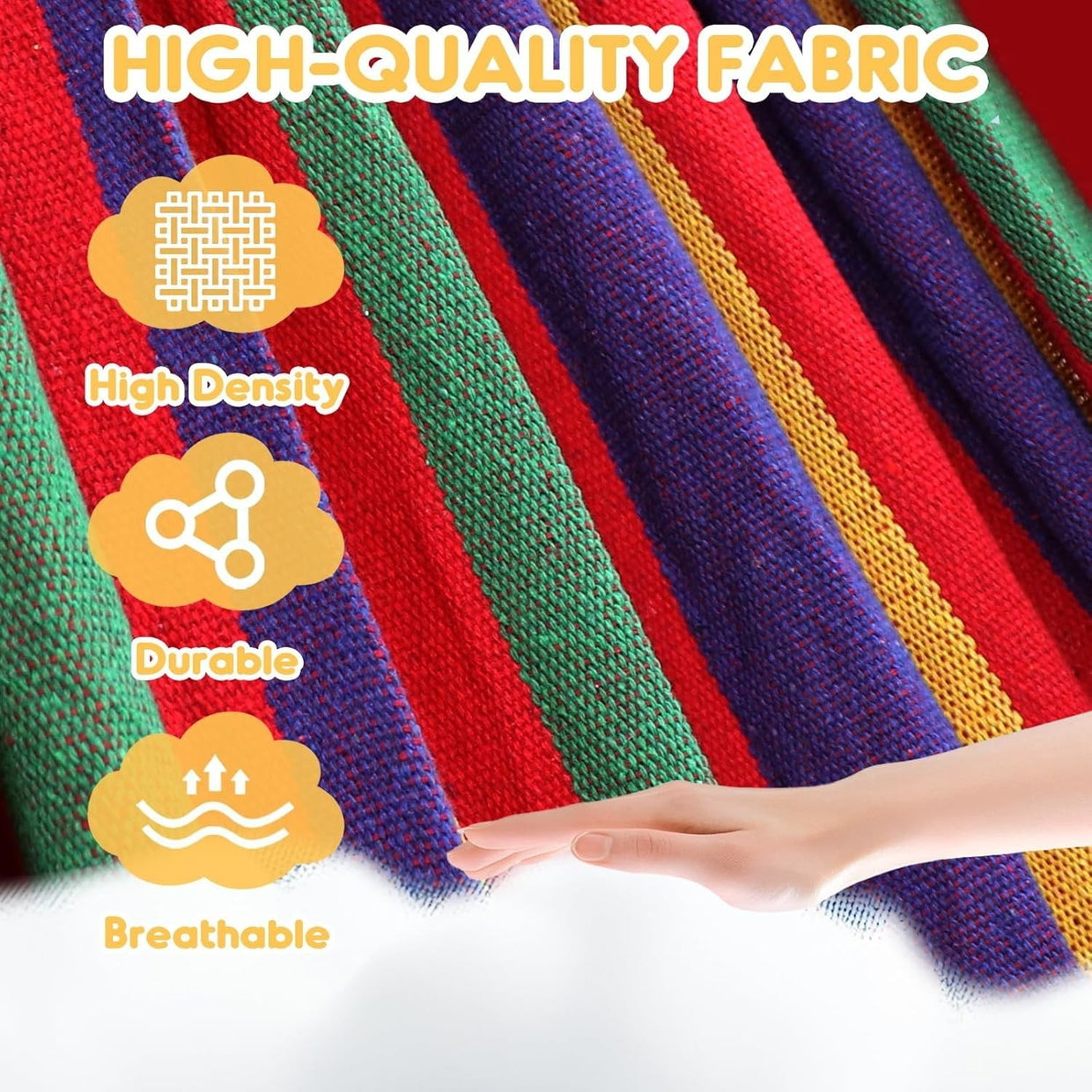 Durable Cotton Camping Hammock with Tree Straps & Travel Bag, 250kg Load - Kwikley