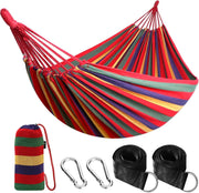 Durable Cotton Camping Hammock with Tree Straps & Travel Bag, 250kg Load - Kwikley