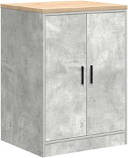 Durable Garage Storage Cabinet 60x51x85 cm - Concrete Grey, Pinewood Worktop - Kwikley