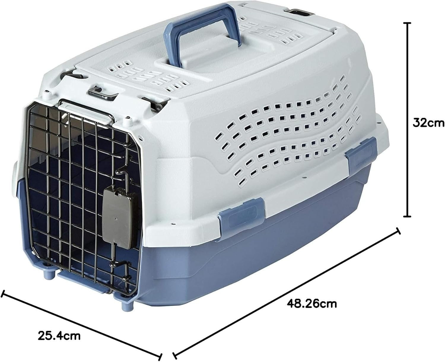Durable Hard - Sided Pet Carrier with Two Doors & Top - Load 48x32x25 cm - Kwikley