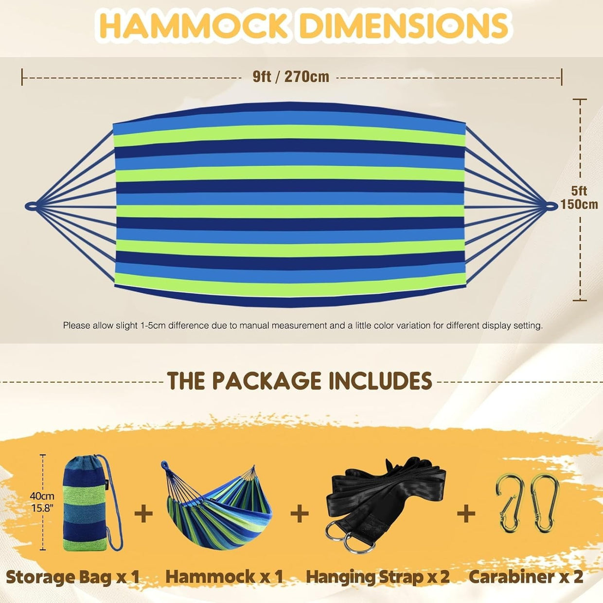 Durable Outdoor Camping Hammock with Tree Straps & Travel Bag, 200kg Load - Kwikley