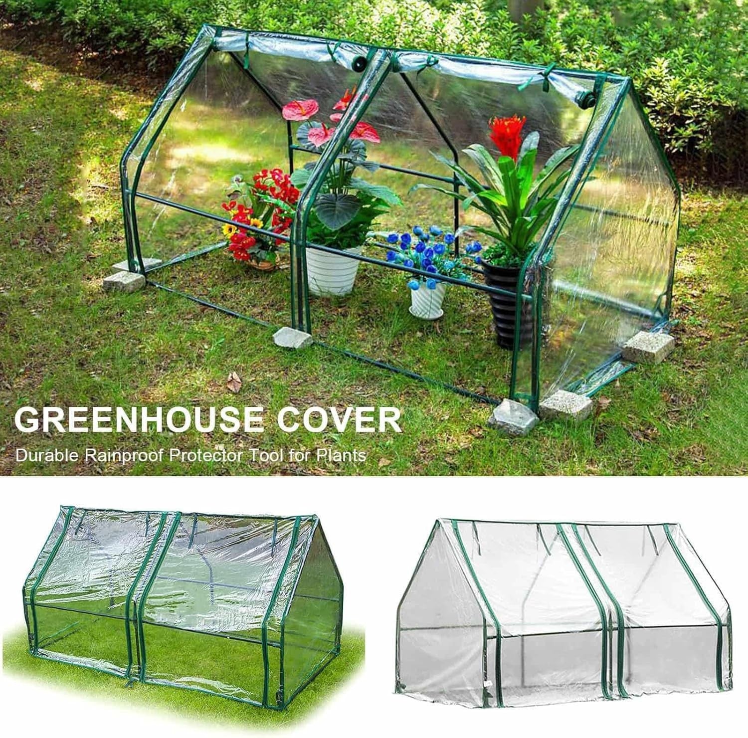 Durable PE Polytunnel Greenhouse Cover Roll - Up Door UV Protection 180x90x90cm - Kwikley