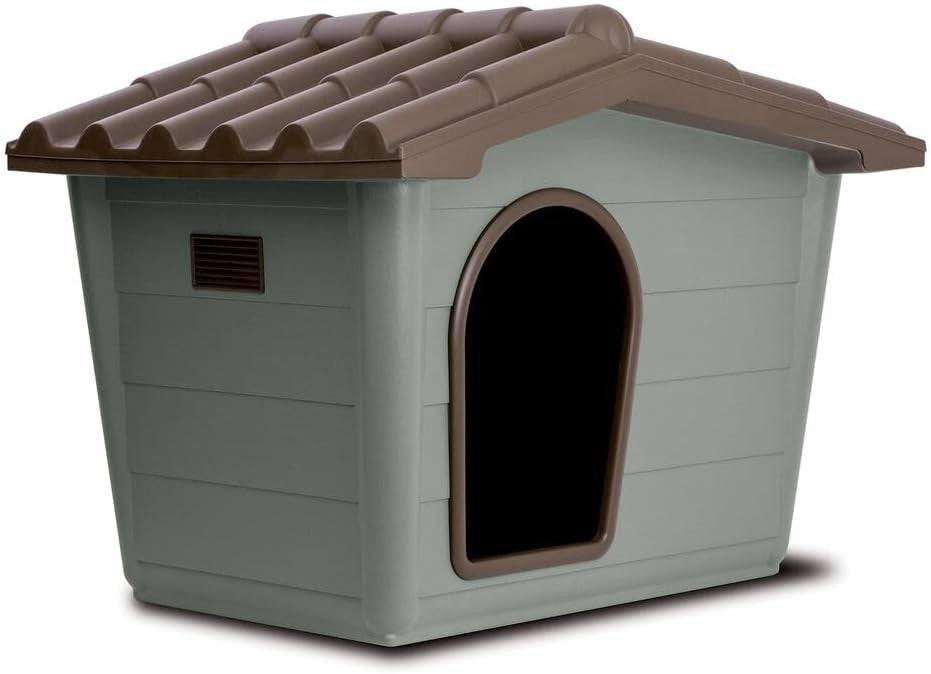 Durable Plastic Dog House Weatherproof Gabled Roof Large Medium Kennel - Kwikley
