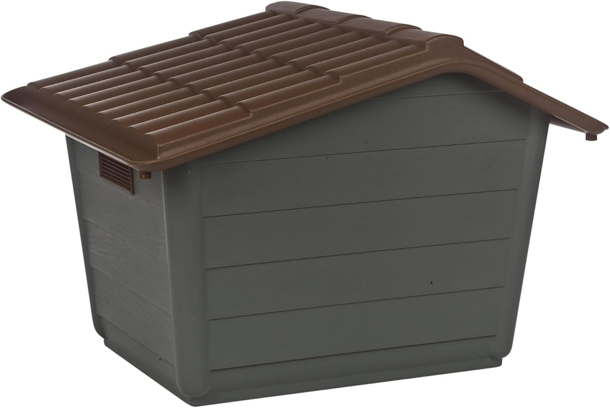 Durable Plastic Dog House Weatherproof Gabled Roof Pet Kennel Small Medium - Kwikley
