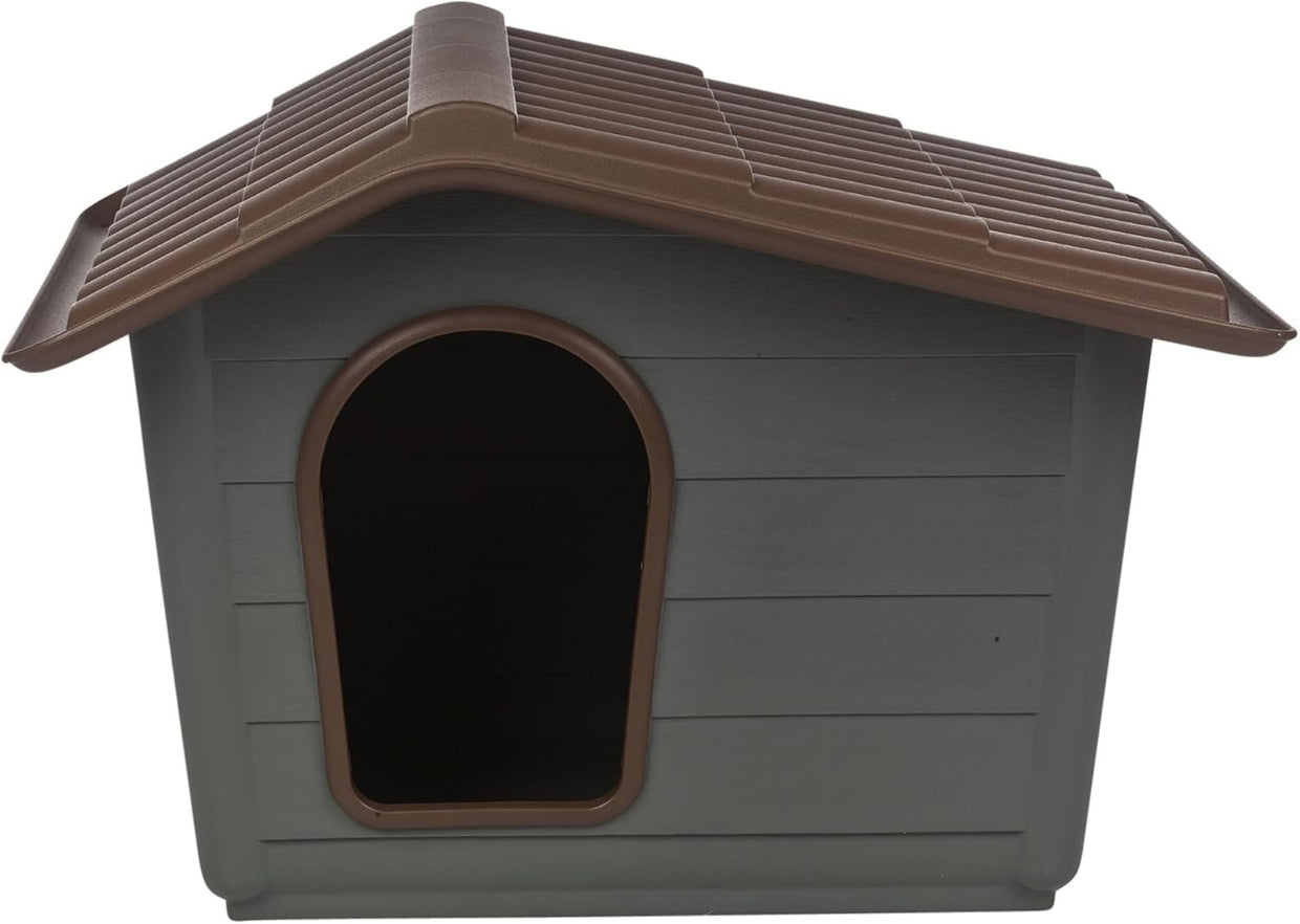 Durable Plastic Dog House Weatherproof Gabled Roof Pet Kennel Small Medium - Kwikley