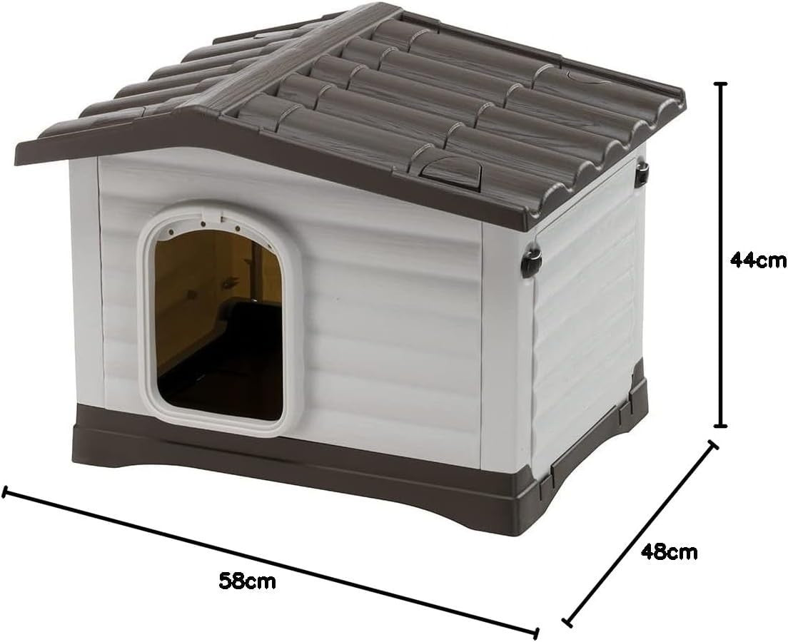 Durable Plastic Small Dog House with Opening Roof & Ventilation Grille - Kwikley