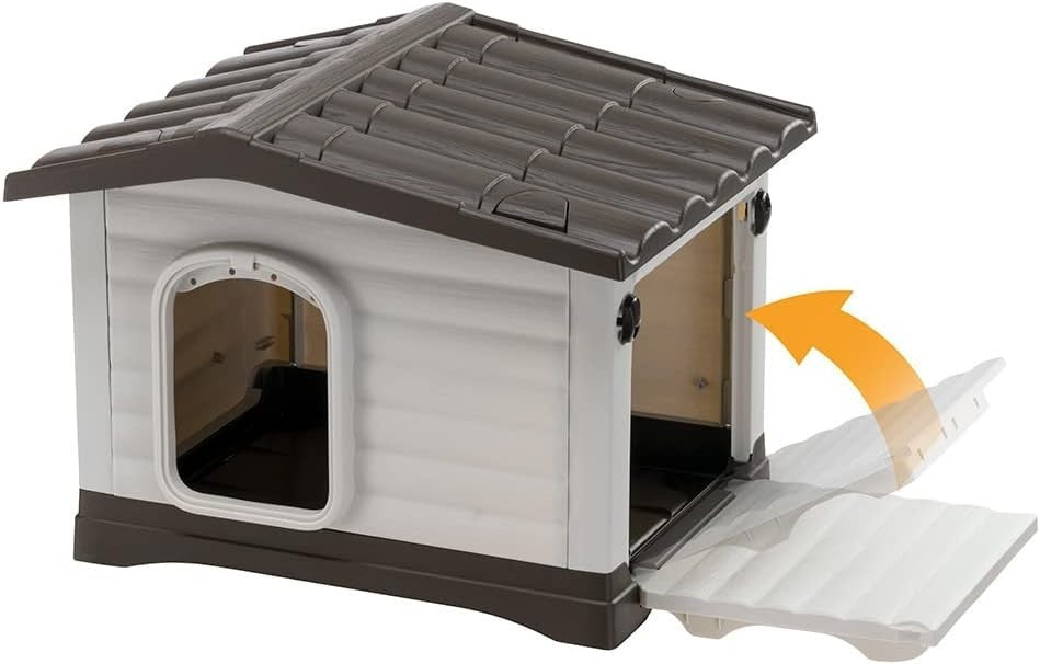 Durable Plastic Small Dog House with Opening Roof & Ventilation Grille - Kwikley