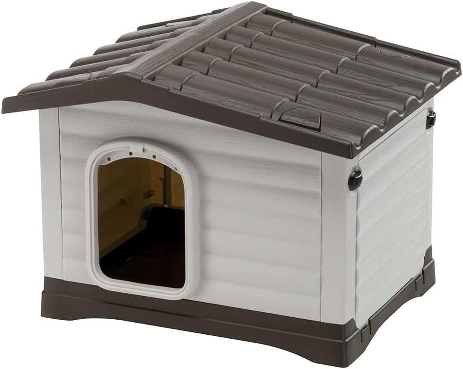 Durable Plastic Small Dog House with Opening Roof & Ventilation Grille - Kwikley