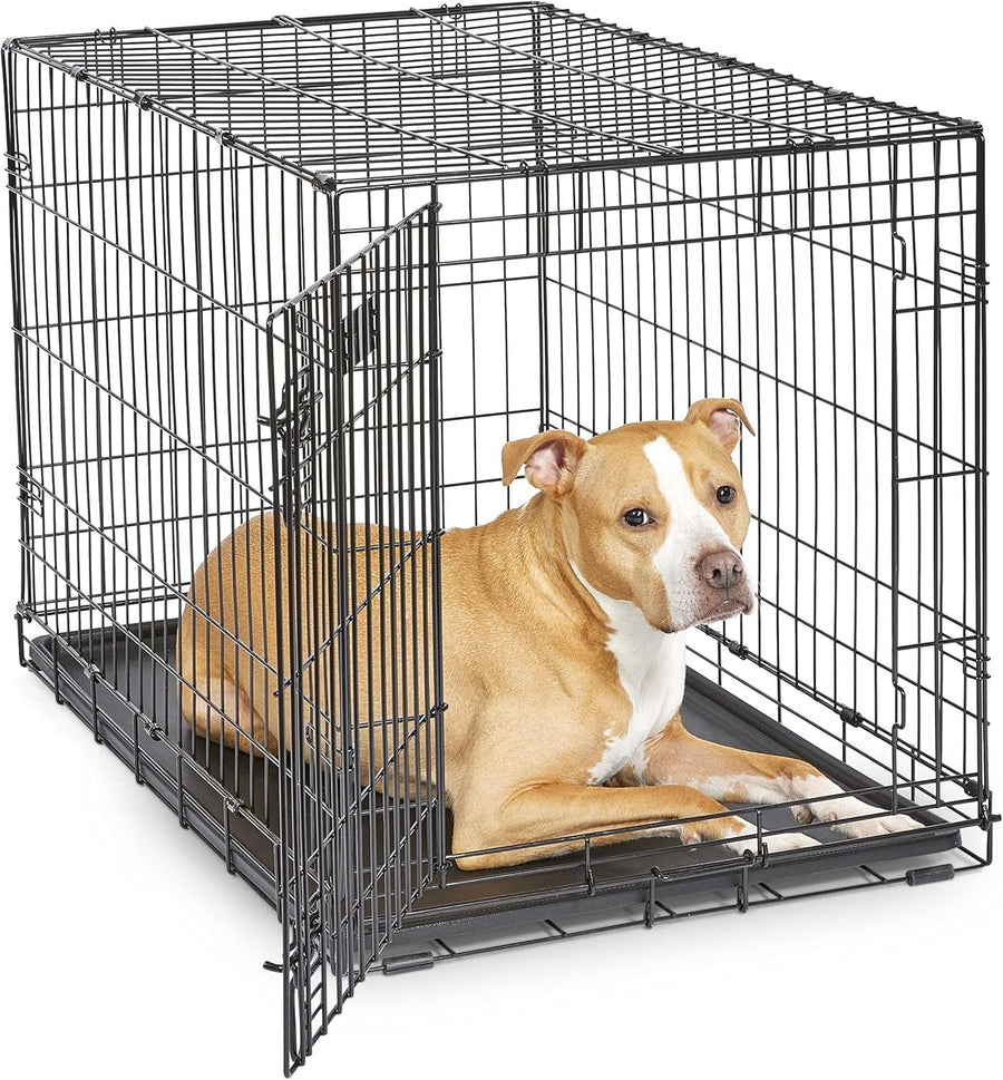 Durable Single Door Dog Crate 93cm with Divider, Leak - Proof Pan & Secure Lock - Kwikley