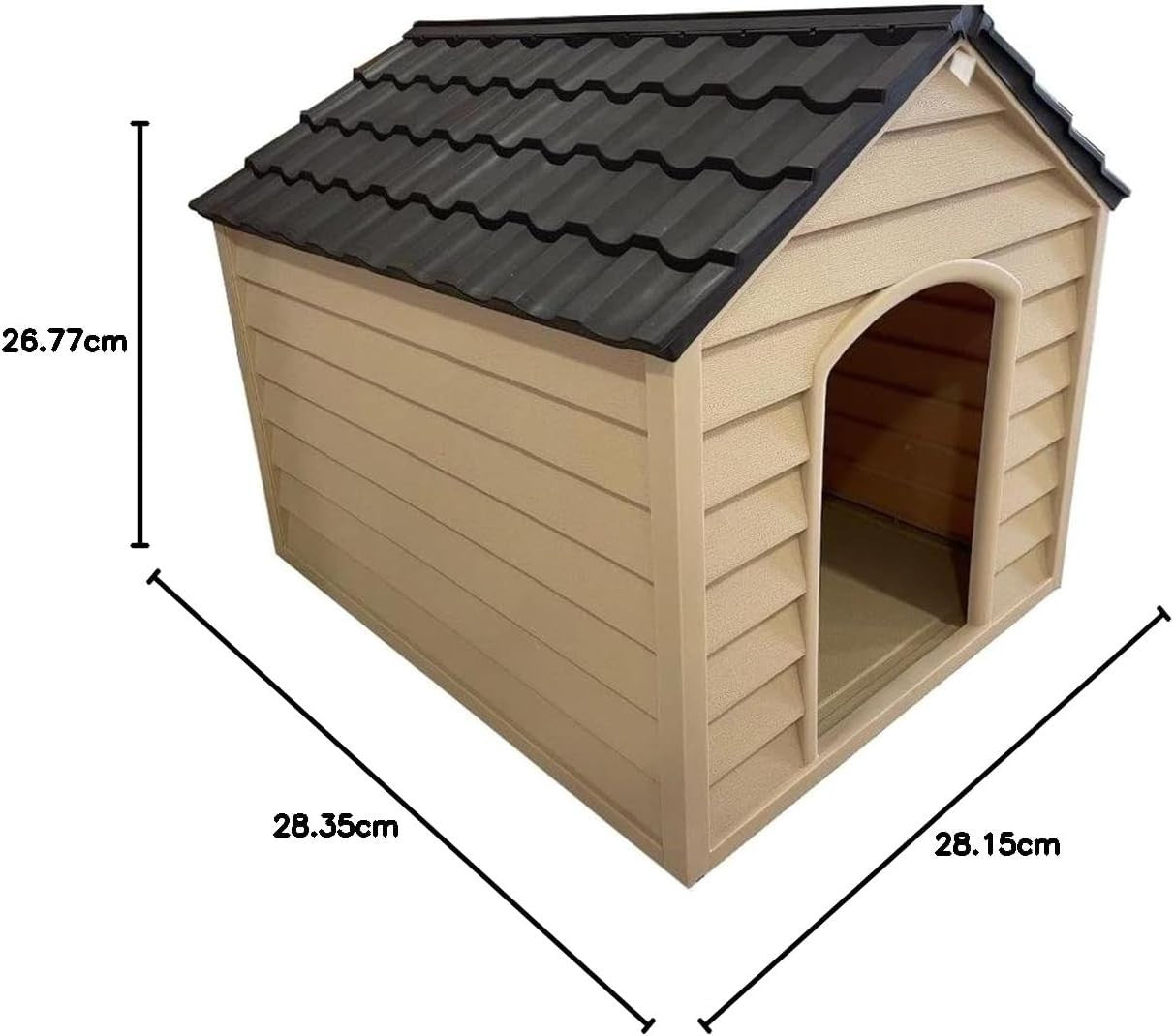 Durable Waterproof Plastic Dog Kennel Outdoor Pet Shelter Brown 72x71x68cm - Kwikley