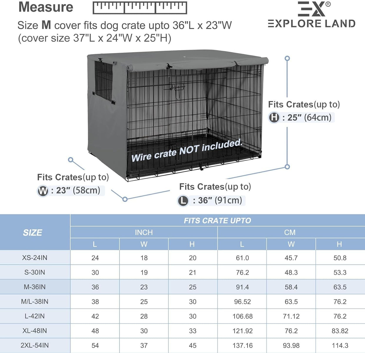 Durable Waterproof Polyester Dog Crate Cover 36" Wire Kennel Shelter Grey - Kwikley