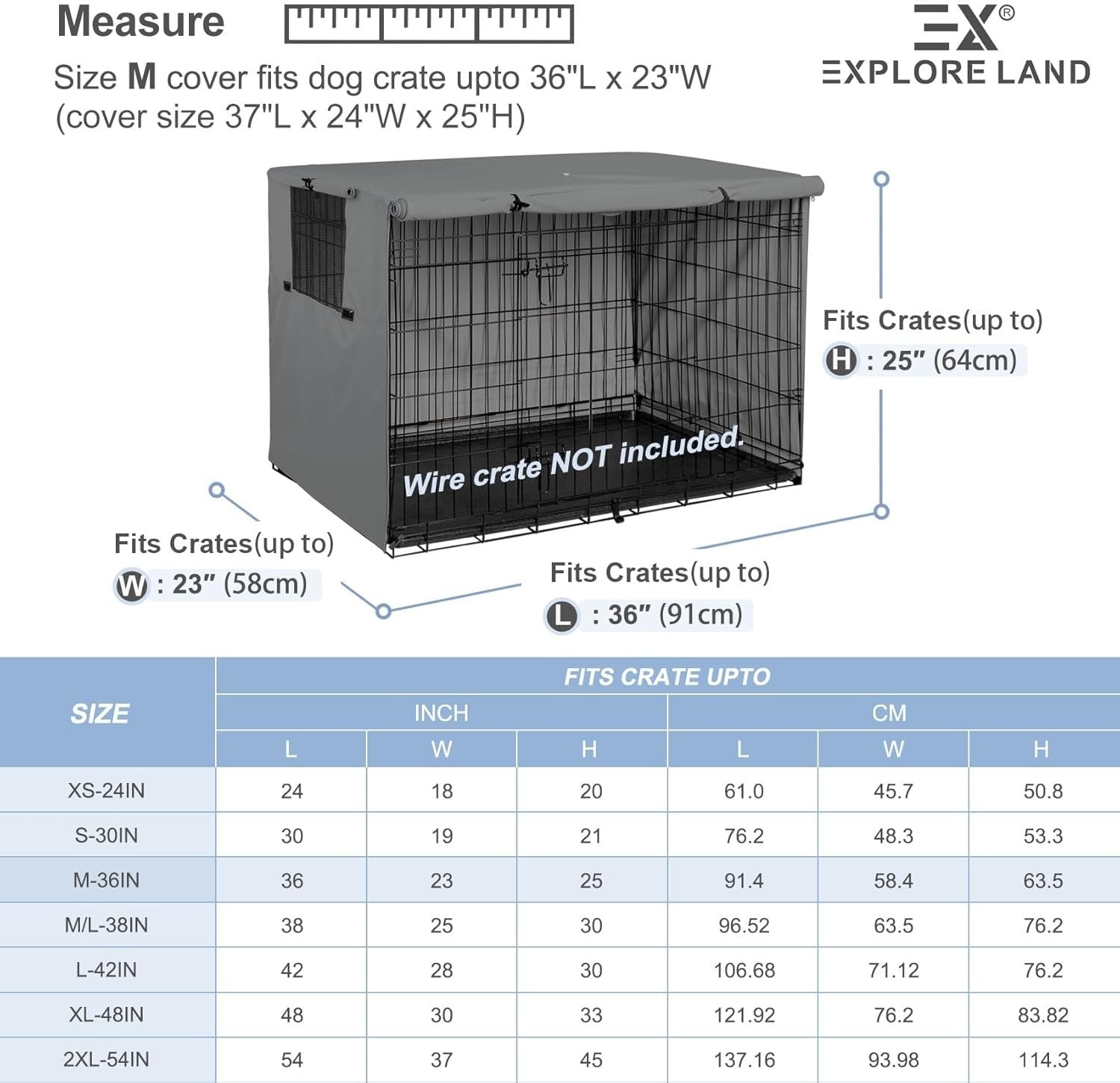 Durable Waterproof Polyester Dog Crate Cover 36" Wire Kennel Shelter Grey - Kwikley