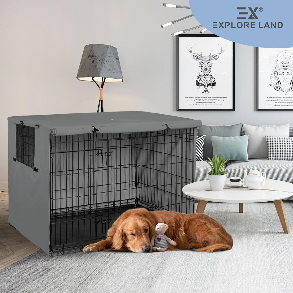Durable Waterproof Polyester Dog Crate Cover 36" Wire Kennel Shelter Grey - Kwikley