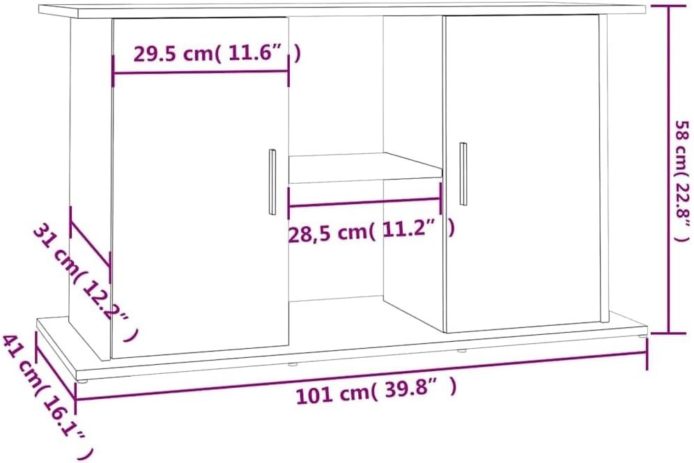 Durable White Aquarium Stand with Ample Storage 101x41x58cm - Kwikley