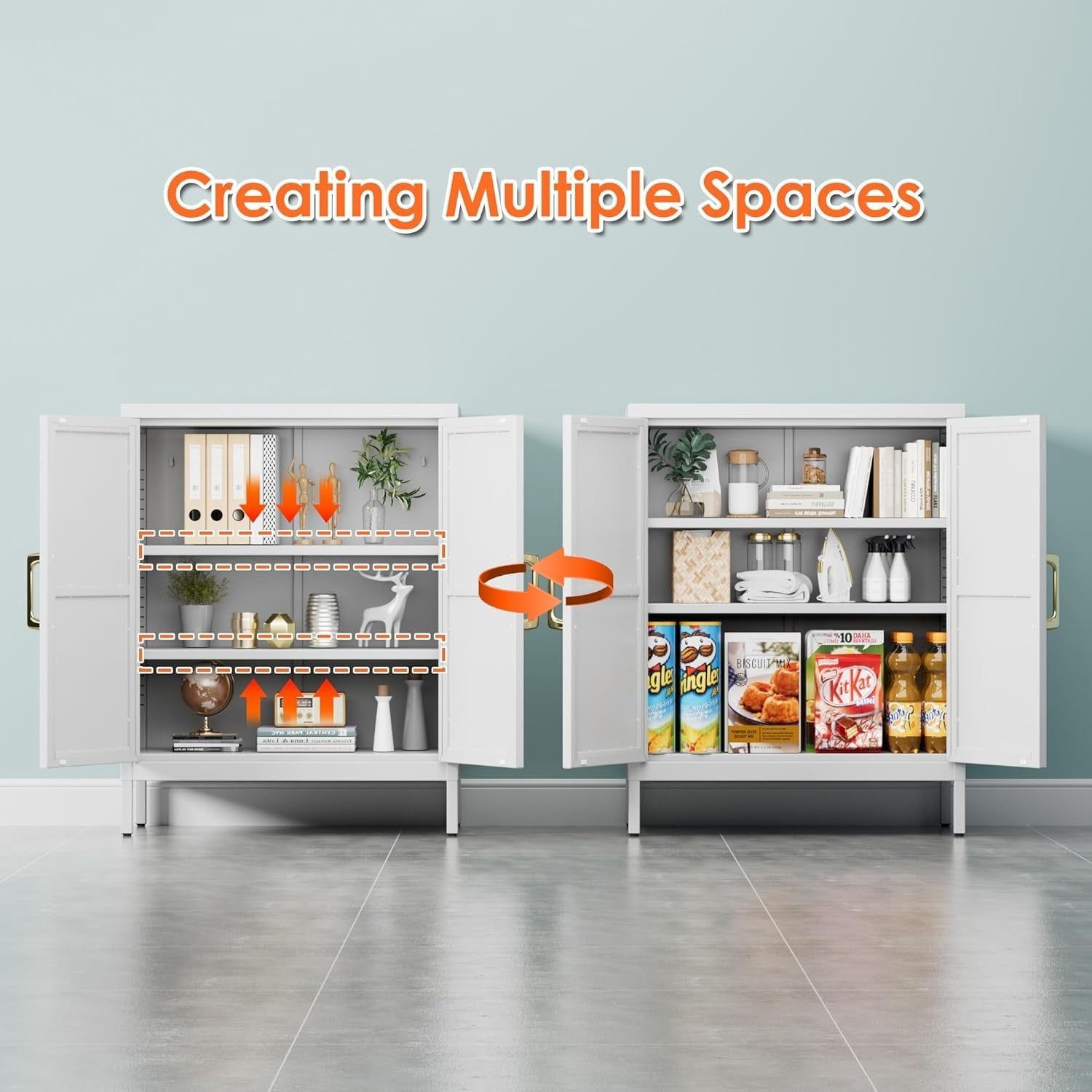 Durable White Steel Storage Cabinet with Adjustable Shelves & Doors - Kwikley